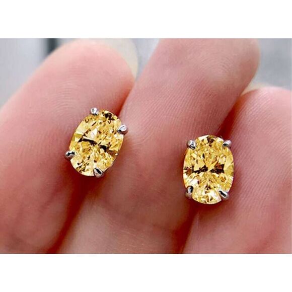 Yellow Canary CZ Earrings - Picture 4 of 7